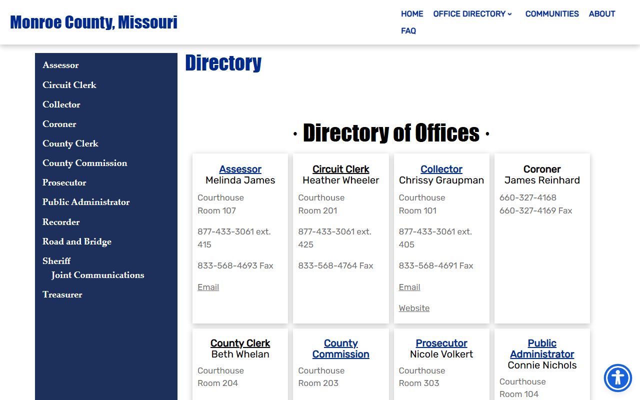 Monroe County court records courthouse office directory