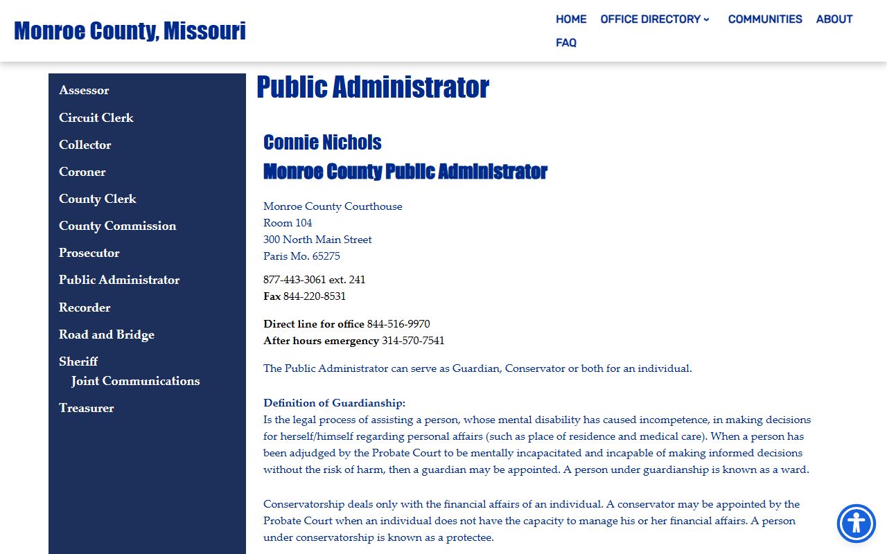 Monroe County court records guardianship and probate public administrator information