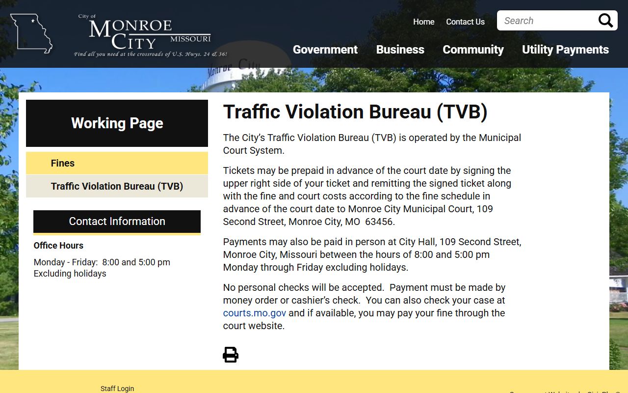 Monroe County inmate search Monroe City municipal traffic records