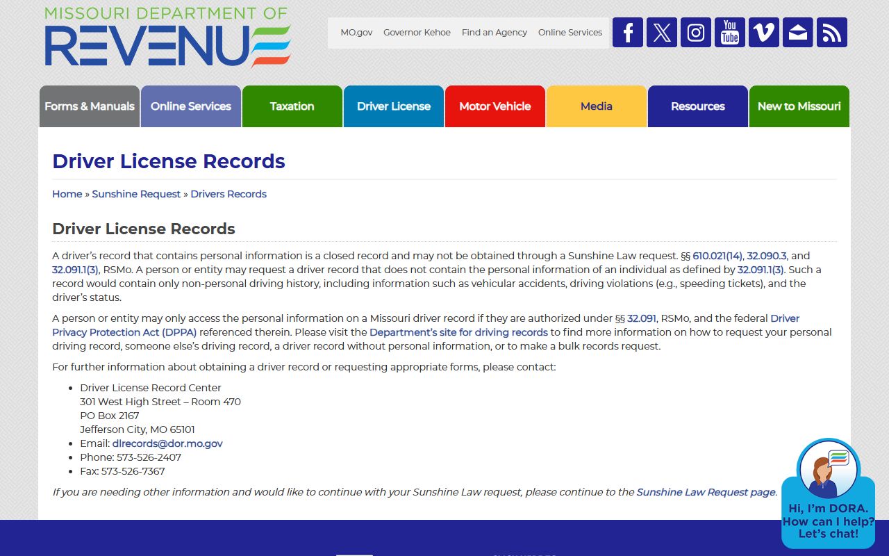Monroe County traffic court records Missouri DOR driver record access